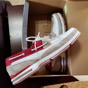 Rockport Boat Shoes Size 14 (White/Red/Tan)